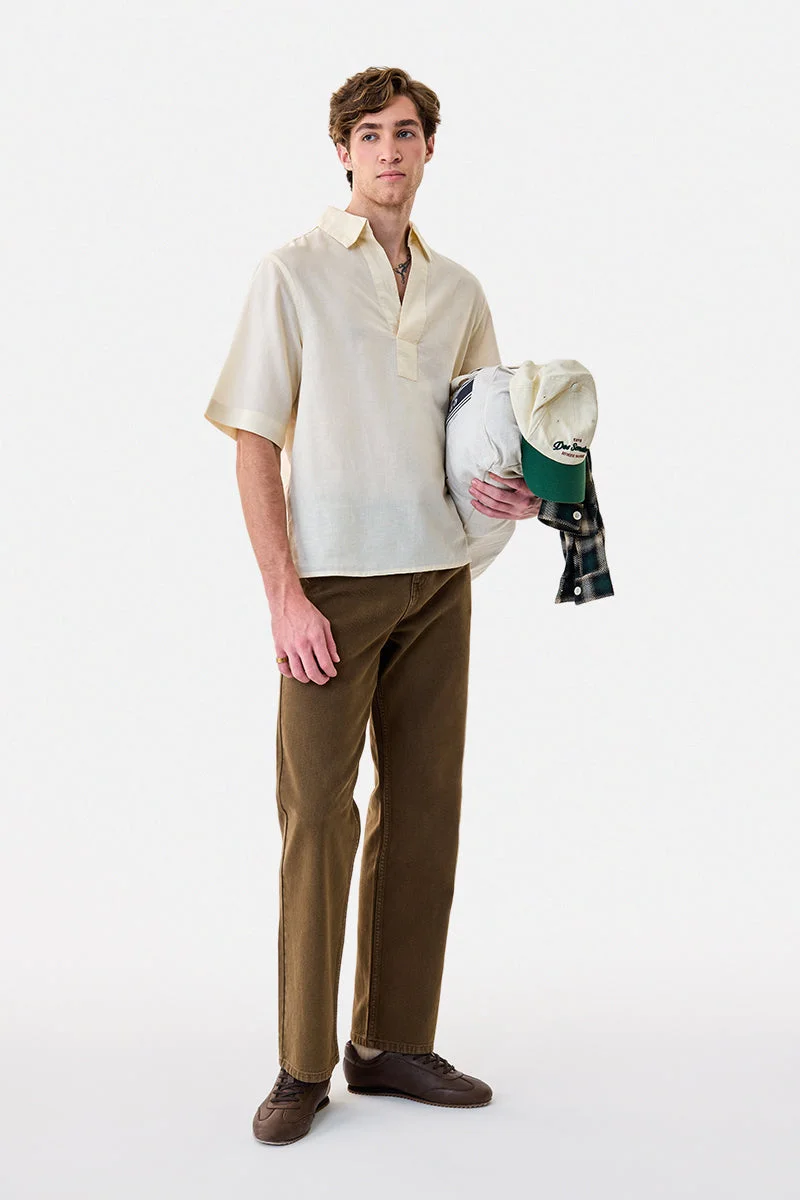 سنيتش Linen Blend Box Fit Popover Shirt